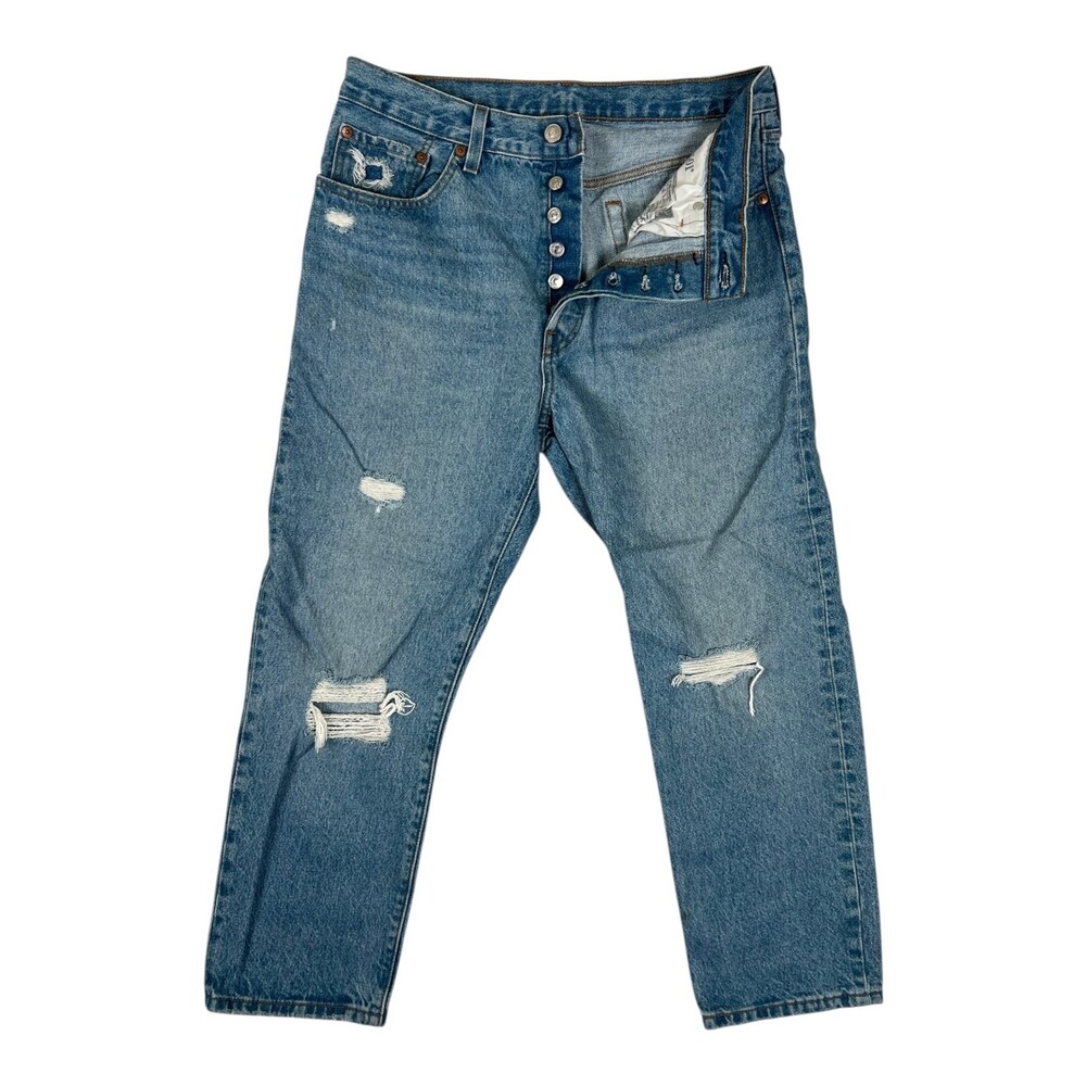 Levi's 501 Skinny Jeans Women's 31x26 Blue High Rise Distressed Denim